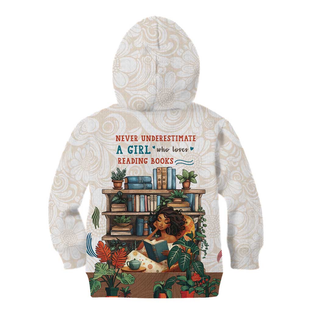 Never Underestimate A Girl Who Loves Reading Books Kid Hoodie