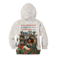 Never Underestimate A Girl Who Loves Reading Books Kid Hoodie