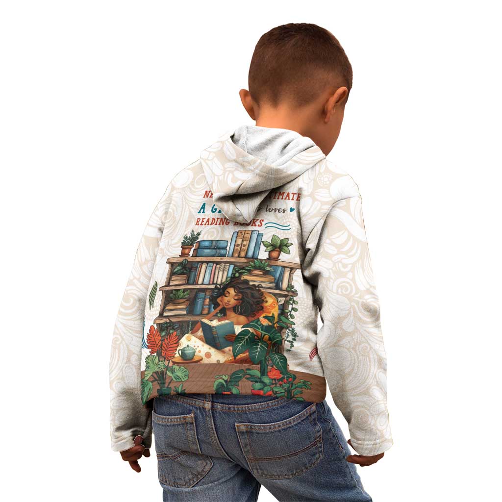 Never Underestimate A Girl Who Loves Reading Books Kid Hoodie