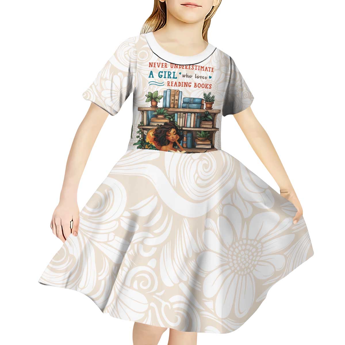 Never Underestimate A Girl Who Loves Reading Books Kid Short Sleeve Dress