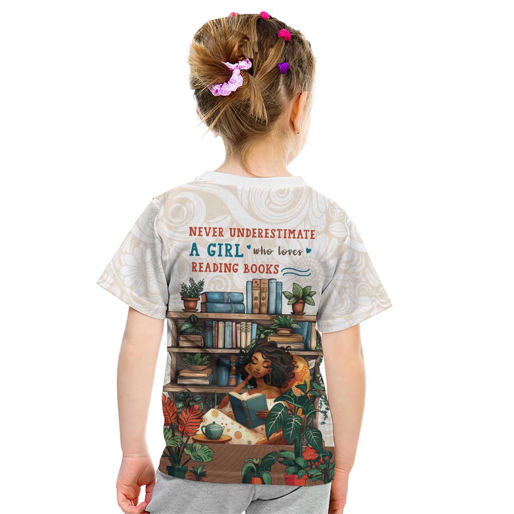 Never Underestimate A Girl Who Loves Reading Books Kid T Shirt