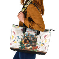 Never Underestimate A Girl Who Loves Reading Books Leather Tote Bag