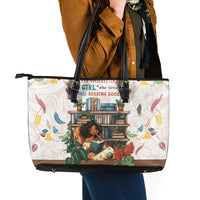 Never Underestimate A Girl Who Loves Reading Books Leather Tote Bag