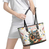 Never Underestimate A Girl Who Loves Reading Books Leather Tote Bag