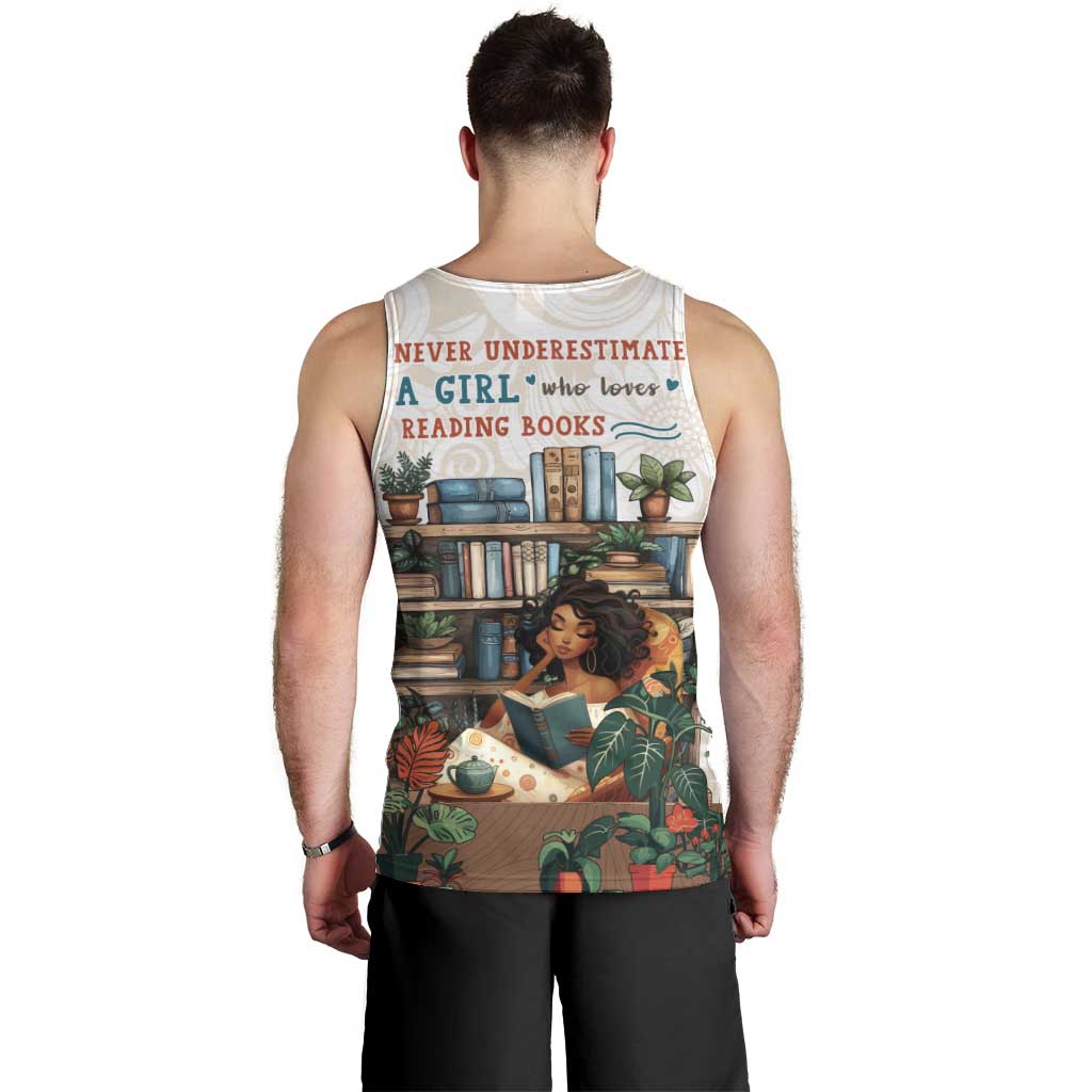 Never Underestimate A Girl Who Loves Reading Books Men Tank Top
