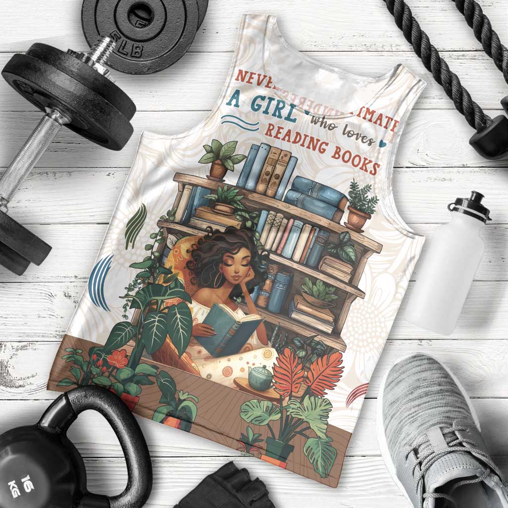 Never Underestimate A Girl Who Loves Reading Books Men Tank Top