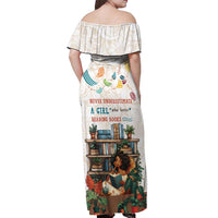 Never Underestimate A Girl Who Loves Reading Books Off Shoulder Maxi Dress