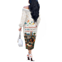 Never Underestimate A Girl Who Loves Reading Books Off The Shoulder Long Sleeve Dress