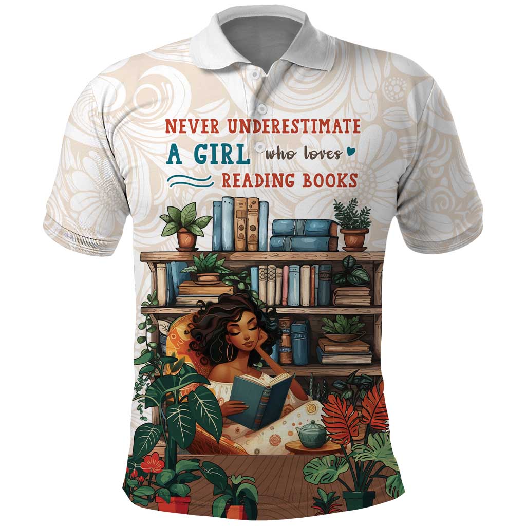 Never Underestimate A Girl Who Loves Reading Books Polo Shirt