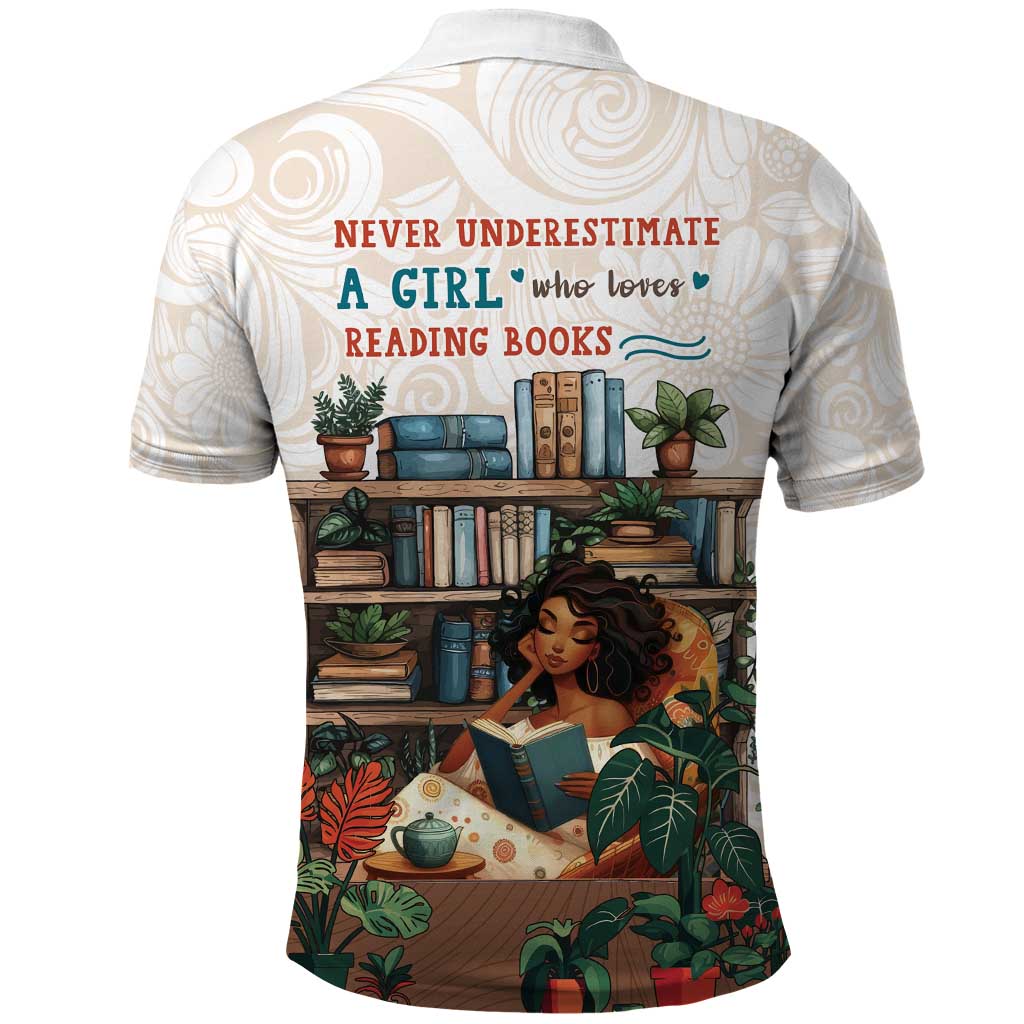 Never Underestimate A Girl Who Loves Reading Books Polo Shirt