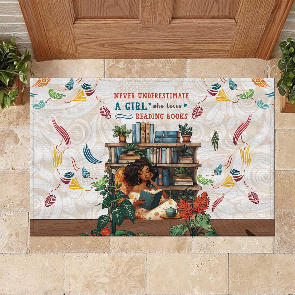 Never Underestimate A Girl Who Loves Reading Books Rubber Doormat