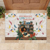 Never Underestimate A Girl Who Loves Reading Books Rubber Doormat