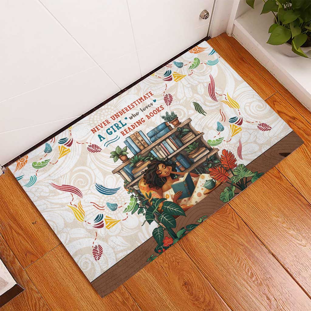 Never Underestimate A Girl Who Loves Reading Books Rubber Doormat