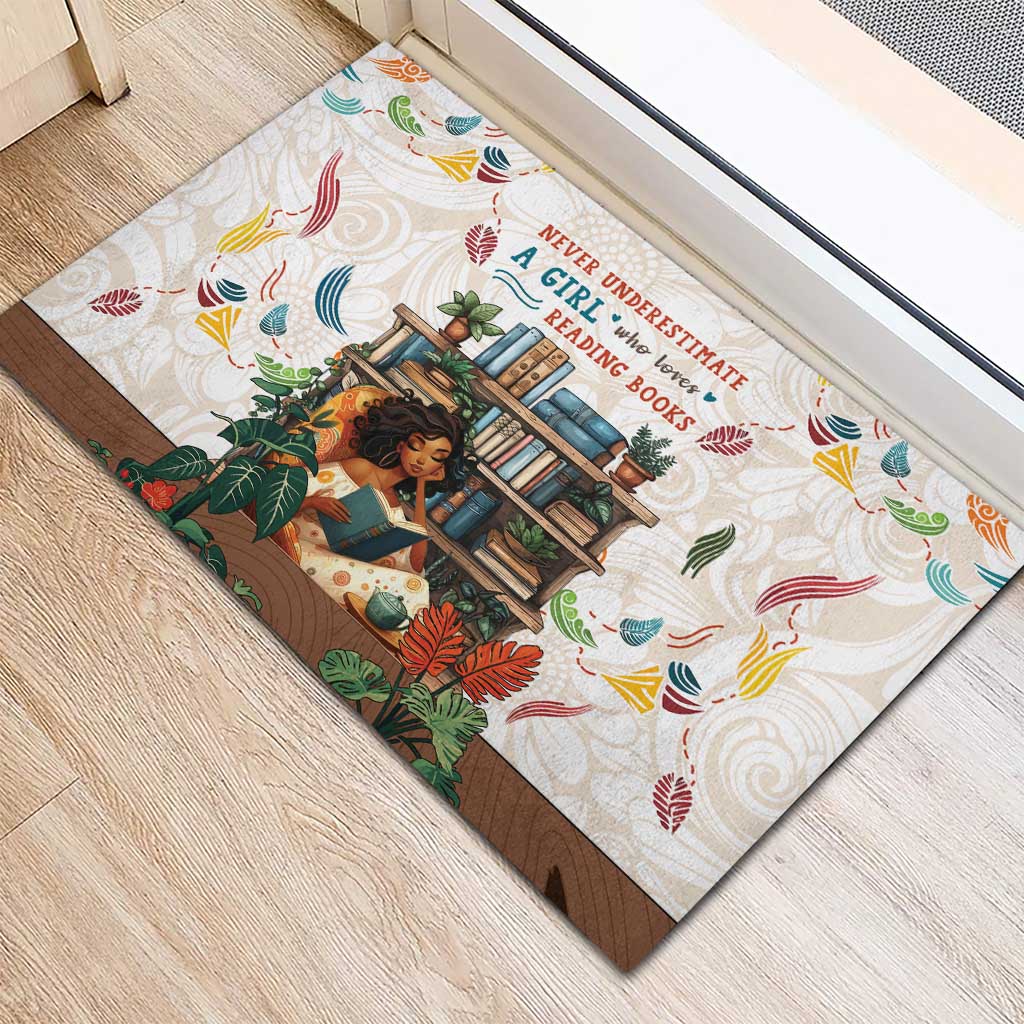 Never Underestimate A Girl Who Loves Reading Books Rubber Doormat