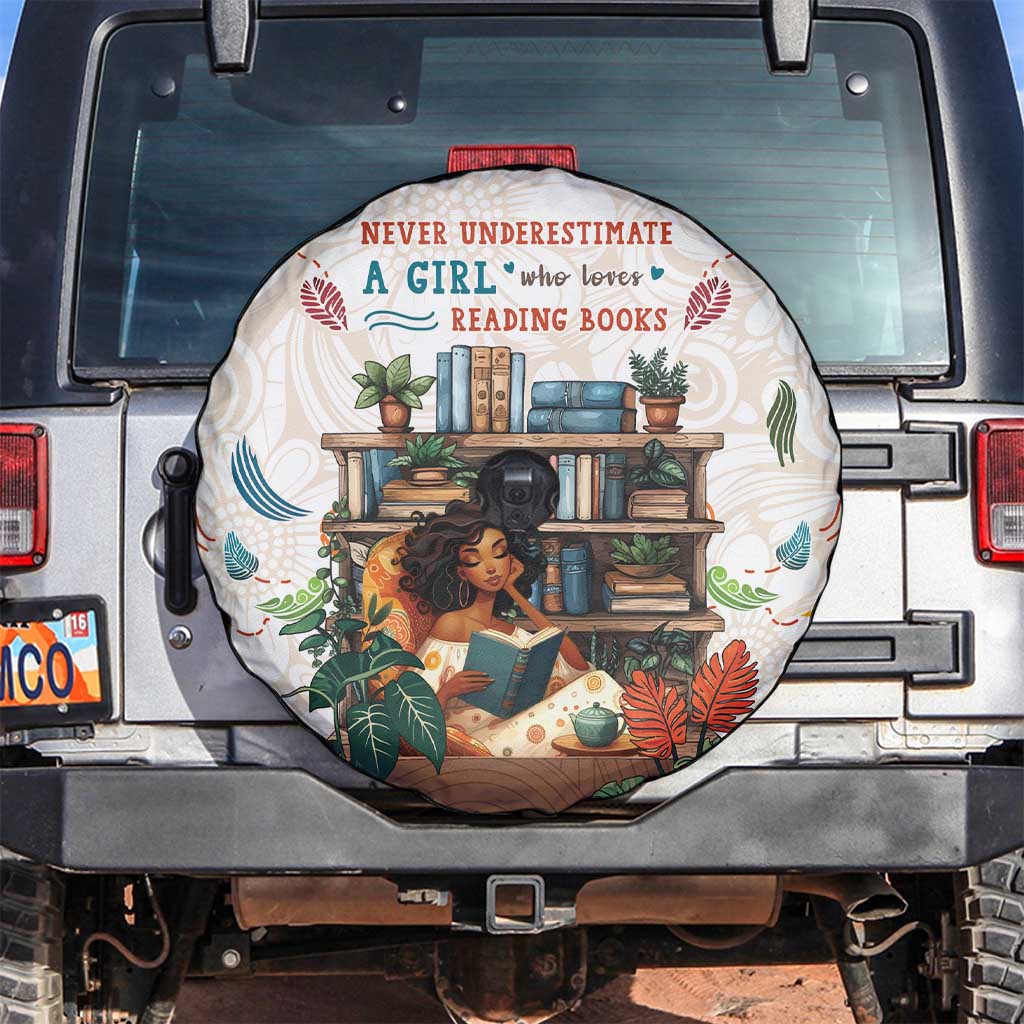 Never Underestimate A Girl Who Loves Reading Books Spare Tire Cover