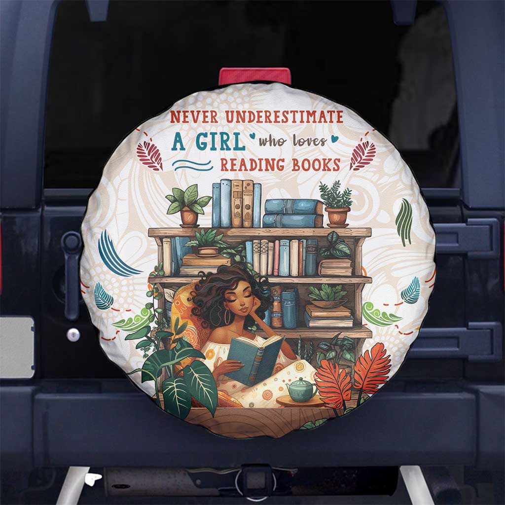 Never Underestimate A Girl Who Loves Reading Books Spare Tire Cover