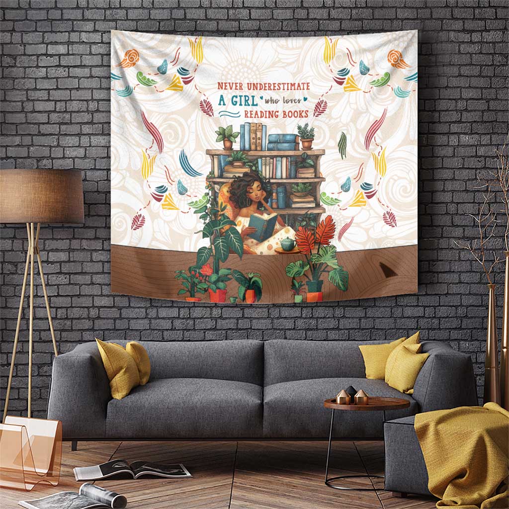 Never Underestimate A Girl Who Loves Reading Books Tapestry