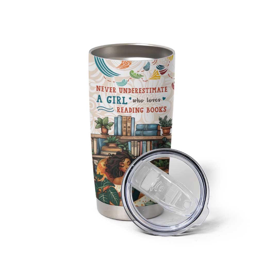 Never Underestimate A Girl Who Loves Reading Books Tumbler Cup