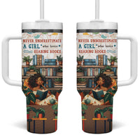 Never Underestimate A Girl Who Loves Reading Books Tumbler With Handle