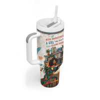 Never Underestimate A Girl Who Loves Reading Books Tumbler With Handle