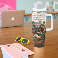 Never Underestimate A Girl Who Loves Reading Books Tumbler With Handle