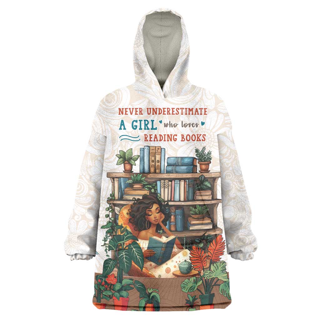 Never Underestimate A Girl Who Loves Reading Books Wearable Blanket Hoodie