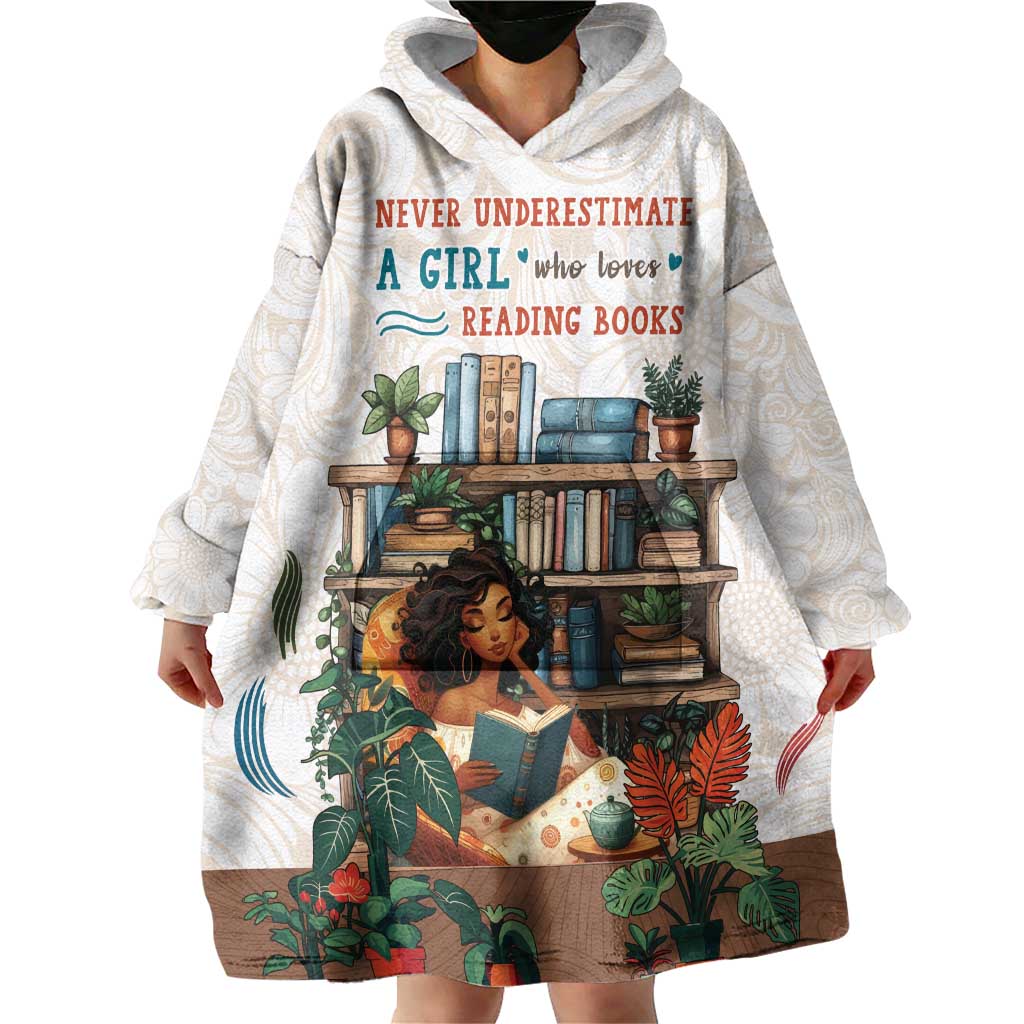 Never Underestimate A Girl Who Loves Reading Books Wearable Blanket Hoodie