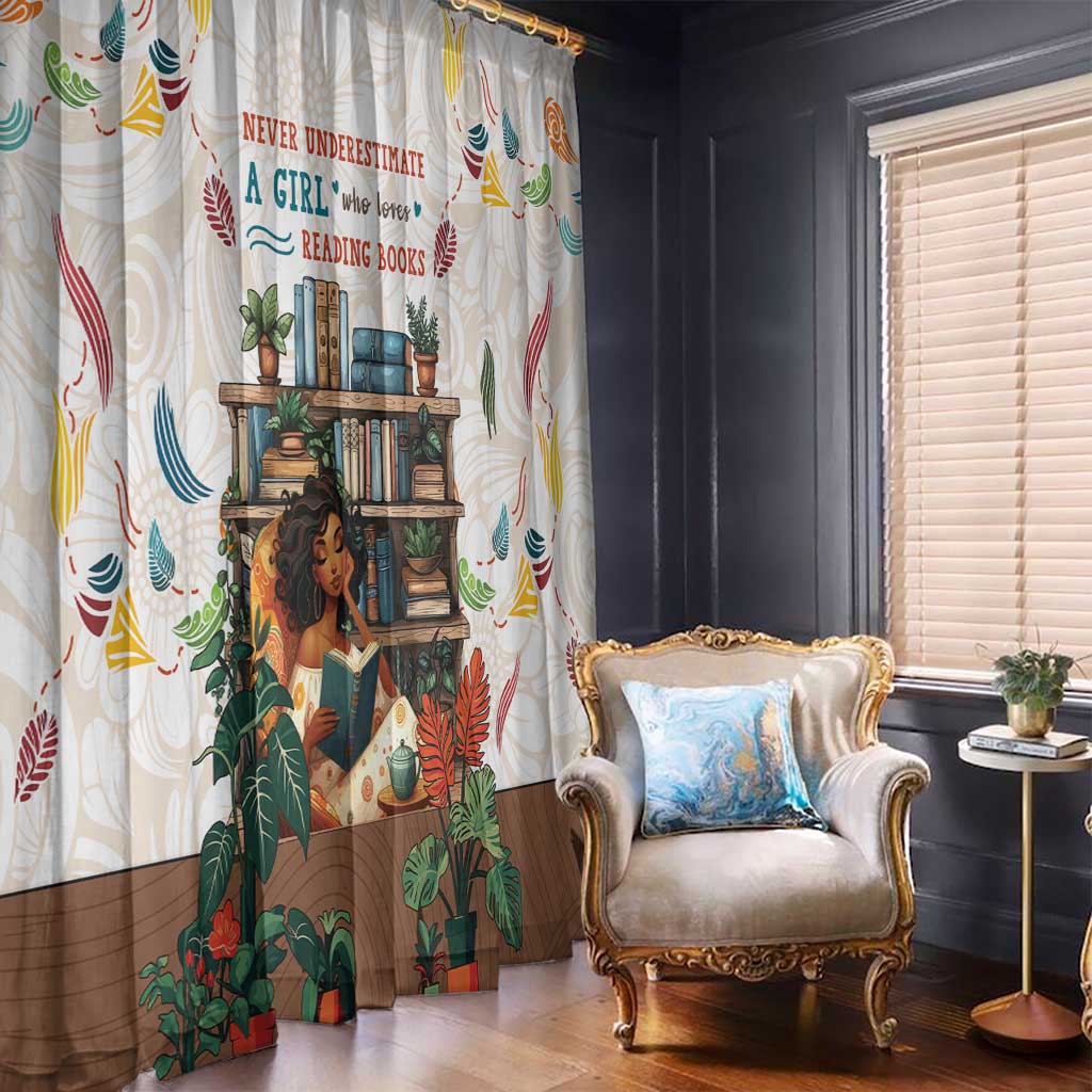 Never Underestimate A Girl Who Loves Reading Books Window Curtain