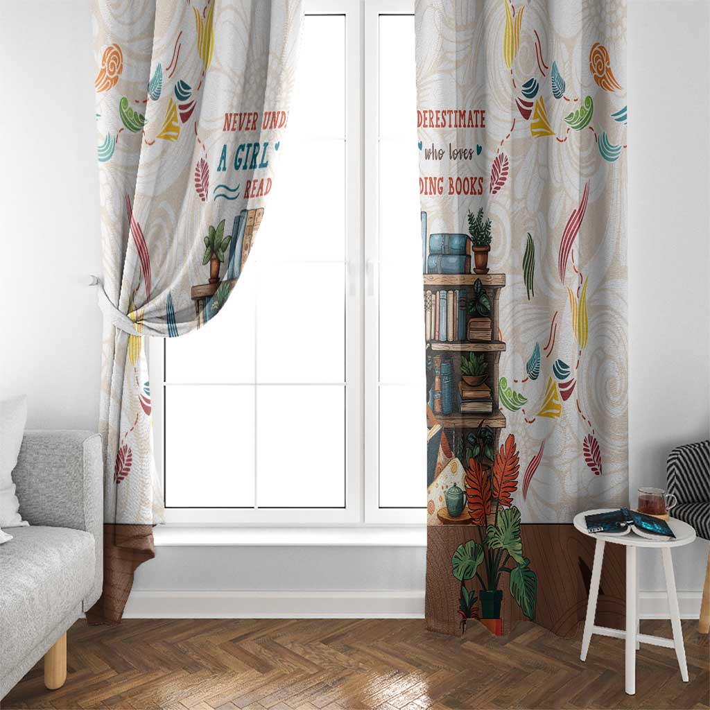 Never Underestimate A Girl Who Loves Reading Books Window Curtain