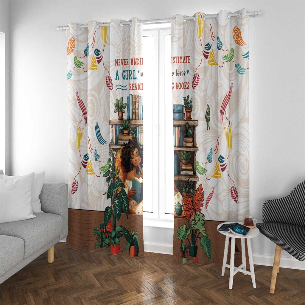 Never Underestimate A Girl Who Loves Reading Books Window Curtain