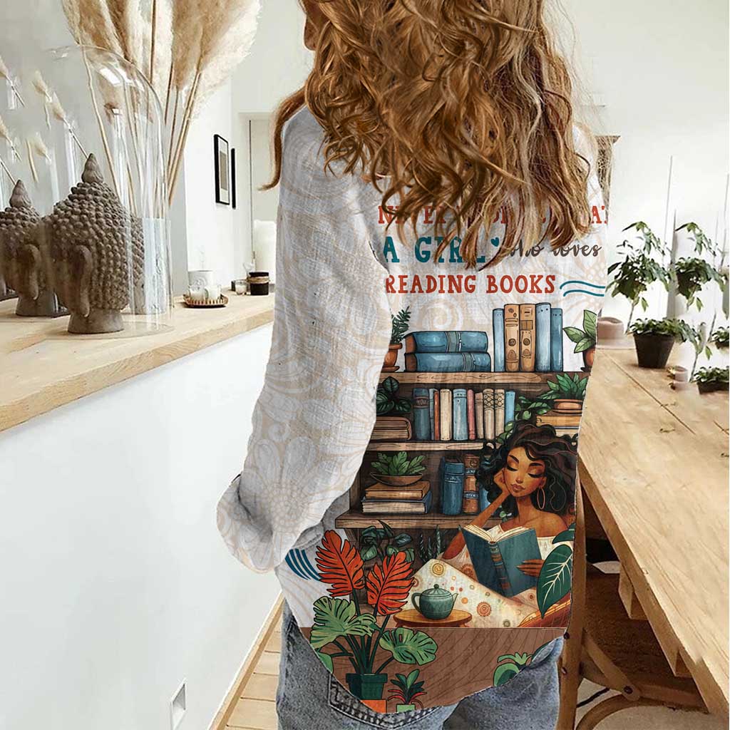 Never Underestimate A Girl Who Loves Reading Books Women Casual Shirt