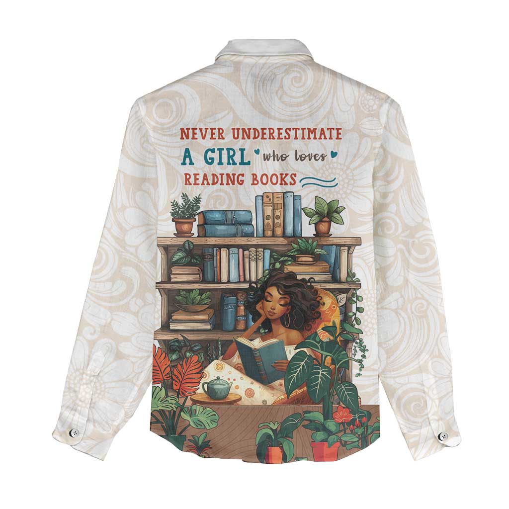 Never Underestimate A Girl Who Loves Reading Books Women Casual Shirt