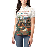 Never Underestimate A Girl Who Loves Reading Books Women Polo Shirt