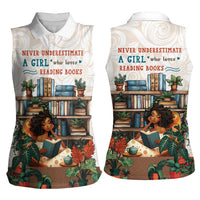 Never Underestimate A Girl Who Loves Reading Books Women Sleeveless Polo Shirt