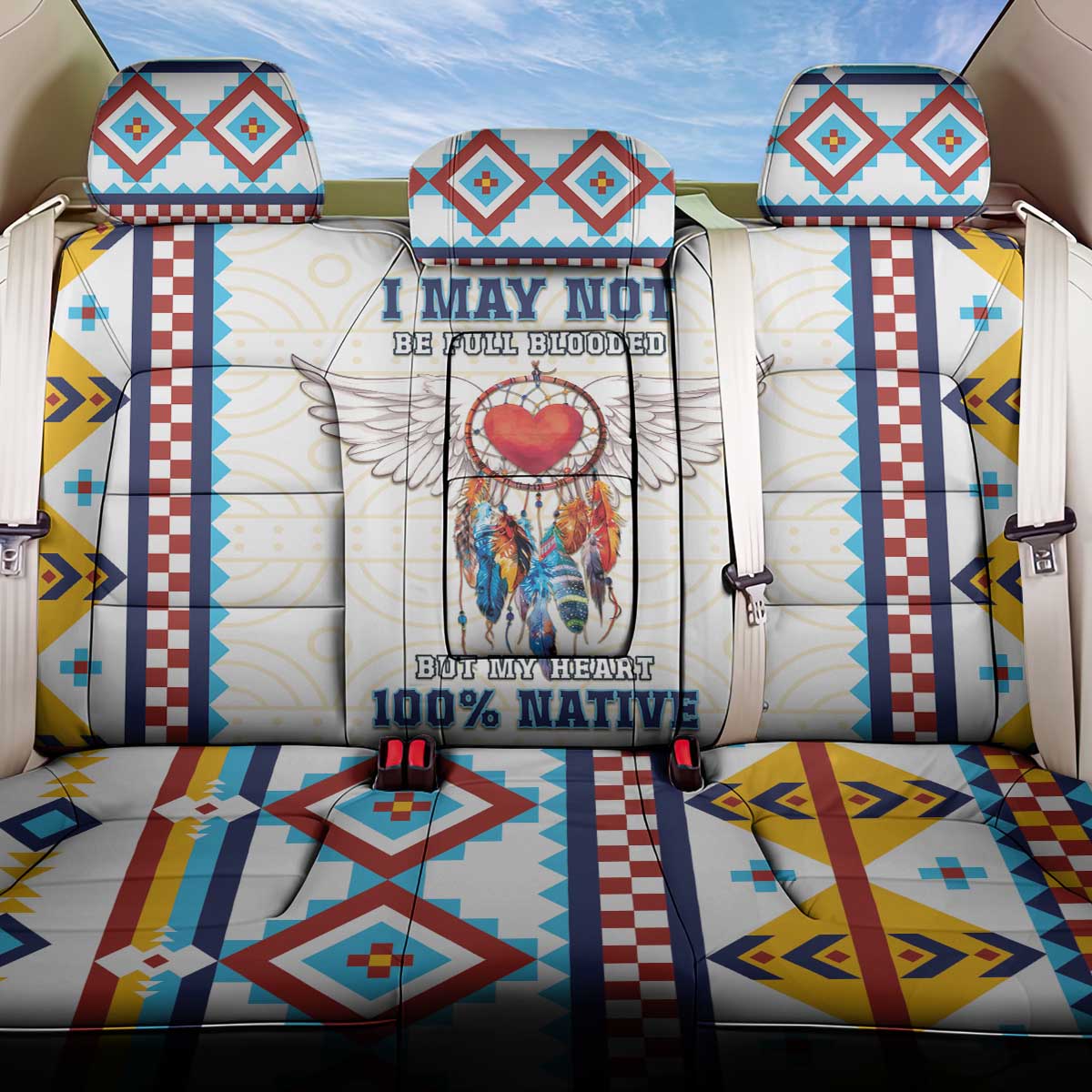 Native American Love Back Car Seat Cover Dream Catcher With Angel Wings