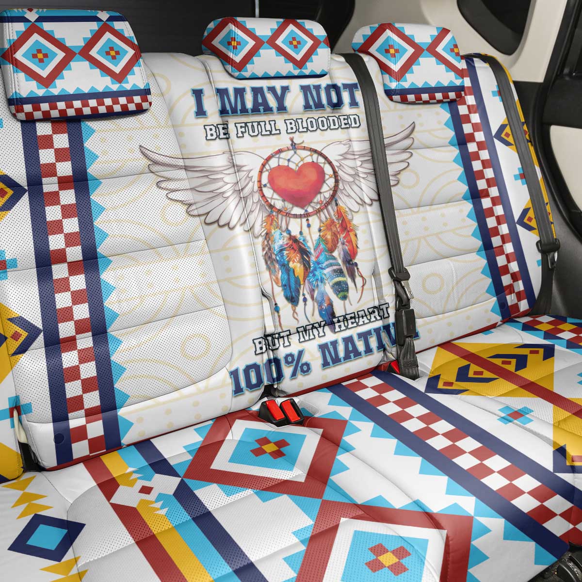 Native American Love Back Car Seat Cover Dream Catcher With Angel Wings
