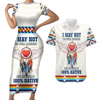 Native American Love Couples Matching Short Sleeve Bodycon Dress and Hawaiian Shirt Dream Catcher With Angel Wings