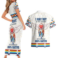 Native American Love Couples Matching Short Sleeve Bodycon Dress and Hawaiian Shirt Dream Catcher With Angel Wings