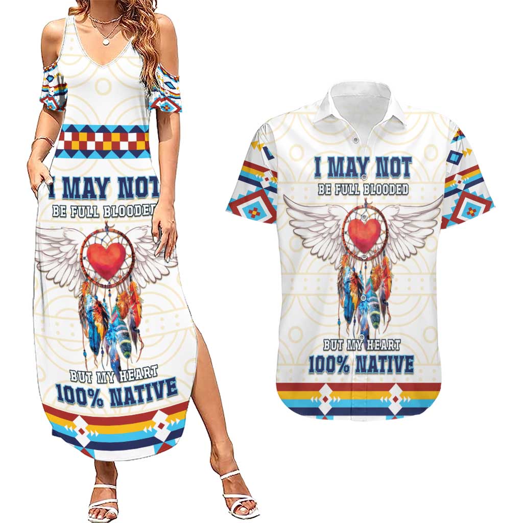 Native American Love Couples Matching Summer Maxi Dress and Hawaiian Shirt Dream Catcher With Angel Wings