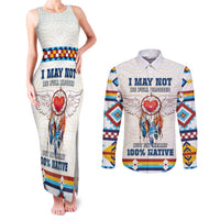 Native American Love Couples Matching Tank Maxi Dress and Long Sleeve Button Shirt Dream Catcher With Angel Wings