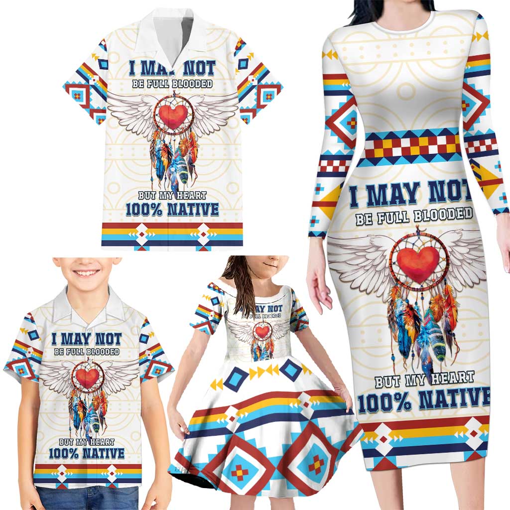 Native American Love Family Matching Long Sleeve Bodycon Dress and Hawaiian Shirt Dream Catcher With Angel Wings