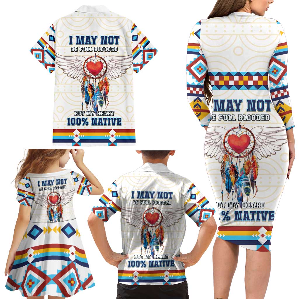 Native American Love Family Matching Long Sleeve Bodycon Dress and Hawaiian Shirt Dream Catcher With Angel Wings
