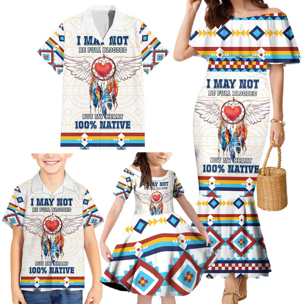 Native American Love Family Matching Mermaid Dress and Hawaiian Shirt Dream Catcher With Angel Wings