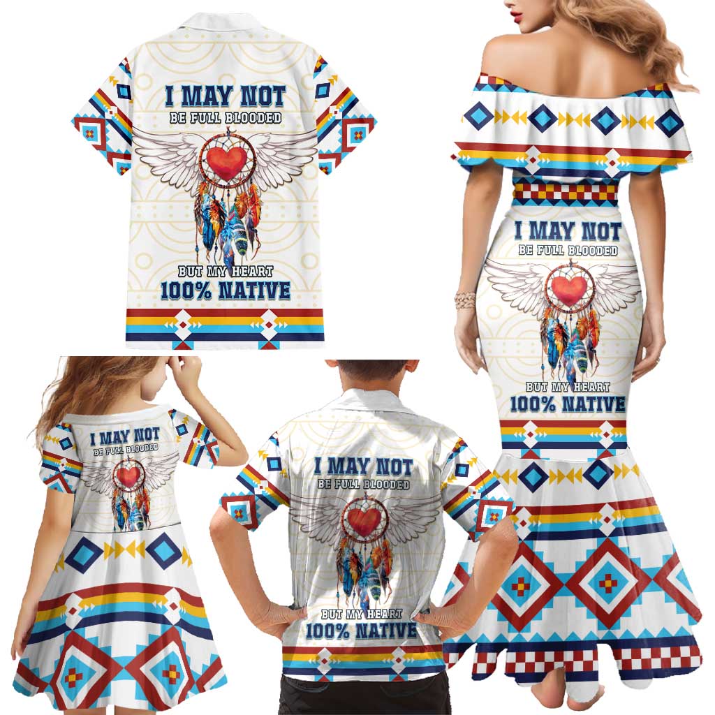 Native American Love Family Matching Mermaid Dress and Hawaiian Shirt Dream Catcher With Angel Wings