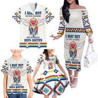 Native American Love Family Matching Off The Shoulder Long Sleeve Dress and Hawaiian Shirt Dream Catcher With Angel Wings
