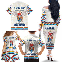 Native American Love Family Matching Off The Shoulder Long Sleeve Dress and Hawaiian Shirt Dream Catcher With Angel Wings