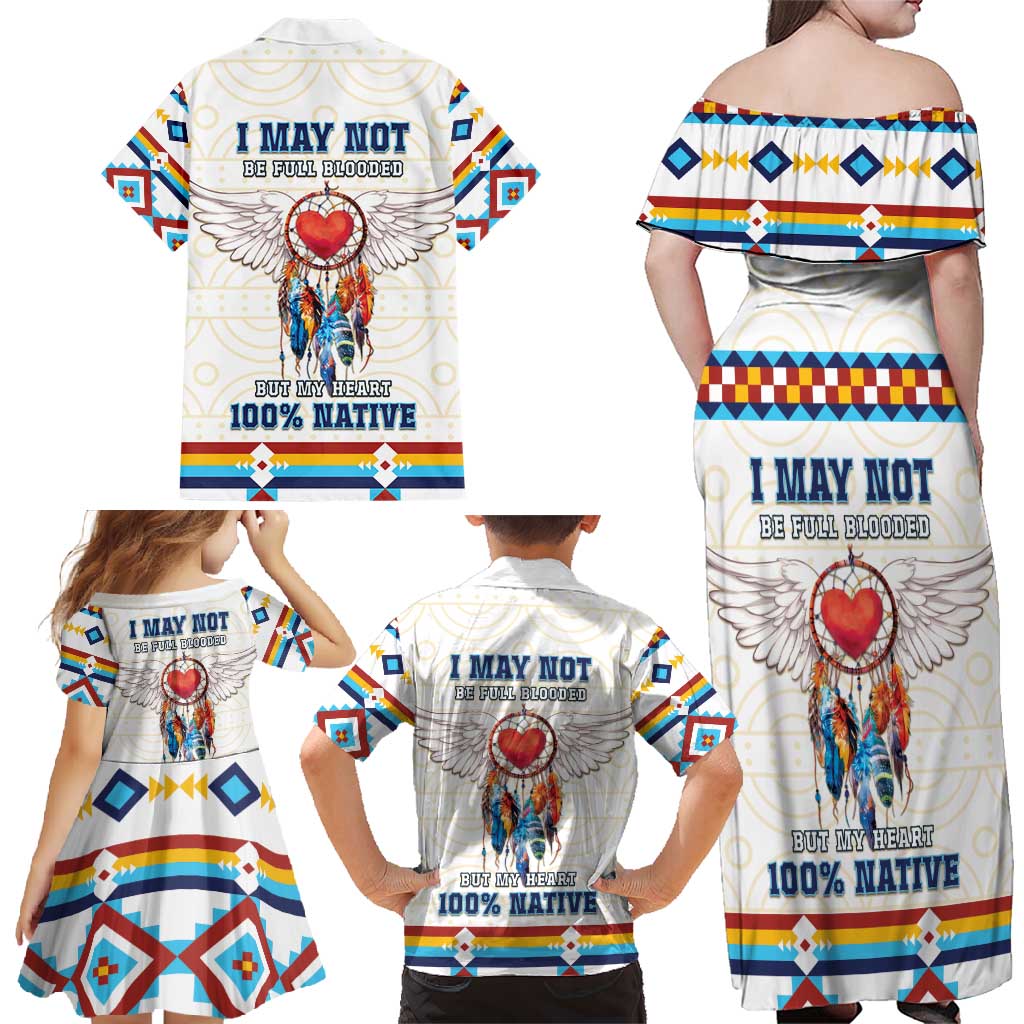 Native American Love Family Matching Off Shoulder Maxi Dress and Hawaiian Shirt Dream Catcher With Angel Wings