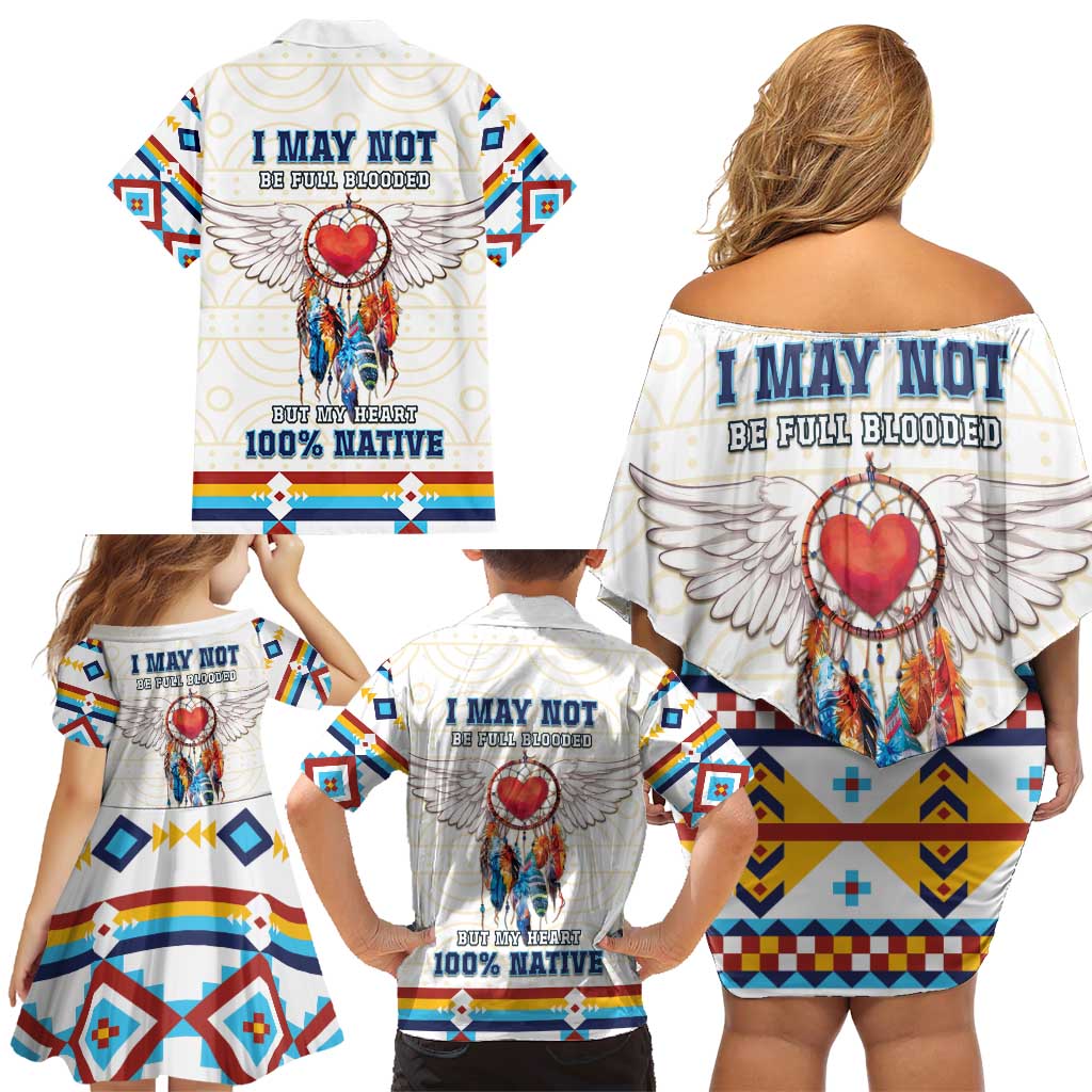 Native American Love Family Matching Off Shoulder Short Dress and Hawaiian Shirt Dream Catcher With Angel Wings