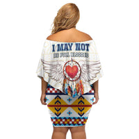 Native American Love Family Matching Off Shoulder Short Dress and Hawaiian Shirt Dream Catcher With Angel Wings