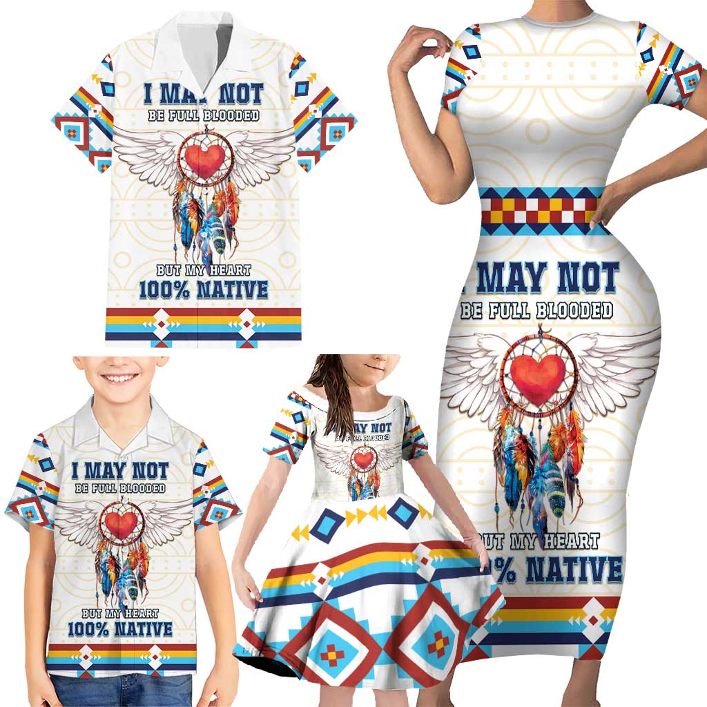 Native American Love Family Matching Short Sleeve Bodycon Dress and Hawaiian Shirt Dream Catcher With Angel Wings